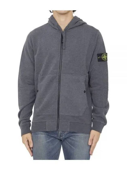 Wappen Patch Cotton Zip Up Hoodie Melange Dark Grey - STONE ISLAND - BALAAN 2