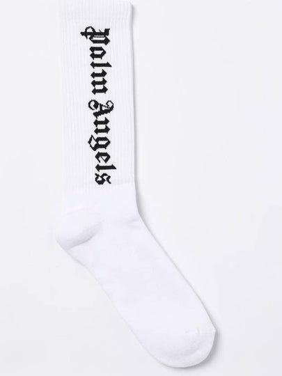 Vertical Logo Cotton Socks White - PALM ANGELS - BALAAN 2