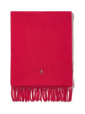 Fringe virgin wool scarf bright red - POLO RALPH LAUREN - BALAAN 1