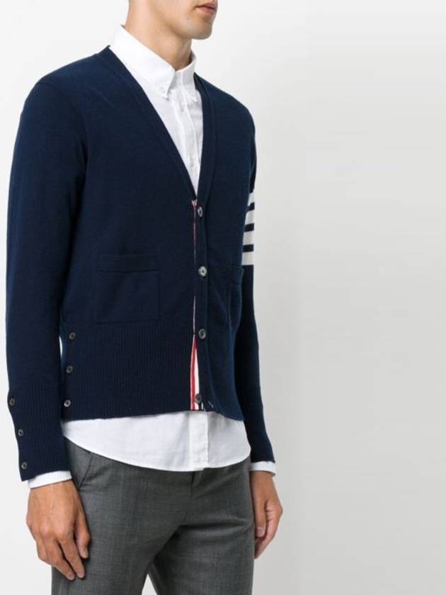 Men's Diagonal Classic Cashmere Cardigan Navy - THOM BROWNE - BALAAN 4