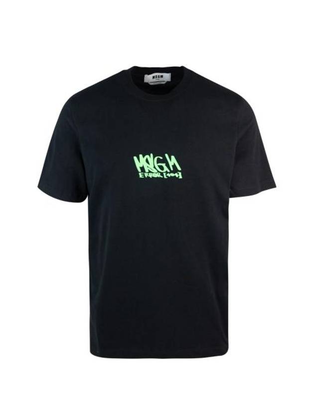 Graffiti Logo Print Cotton Short Sleeve T-Shirt Black - MSGM - BALAAN 2