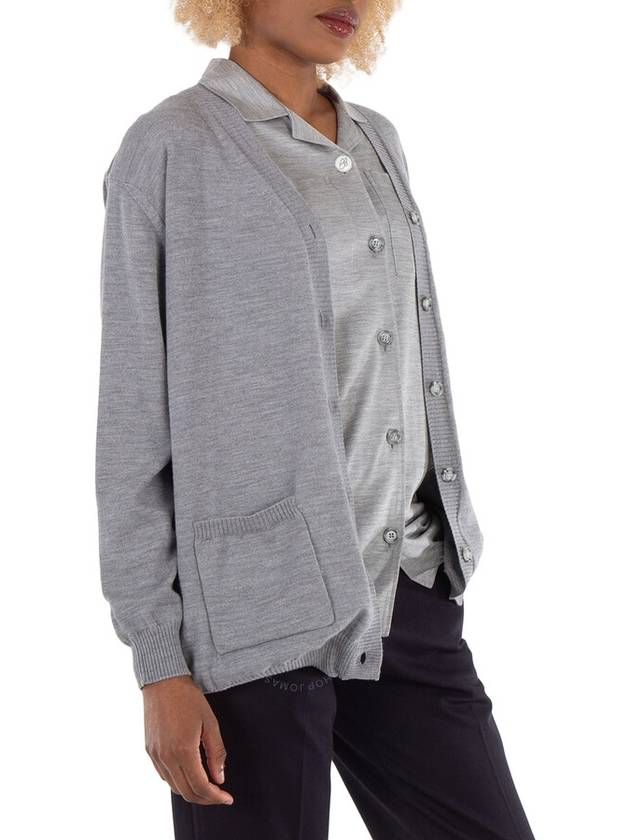 Burberry Ladies Cloud Grey Wool Cardigan Detail Silk Jersey Shirt, Size X-Small - BURBERRY - BALAAN 2