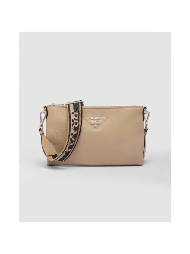 Leather Shoulder Bag Sand - PRADA - BALAAN 1