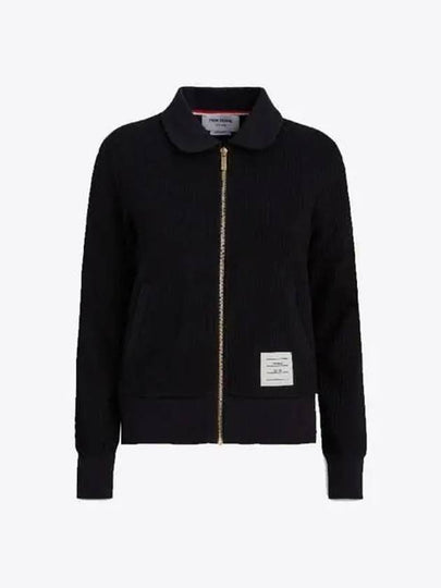 Women's Seersucker Loopback 4-Bar Zip-Up Jacket Navy - THOM BROWNE - BALAAN 2