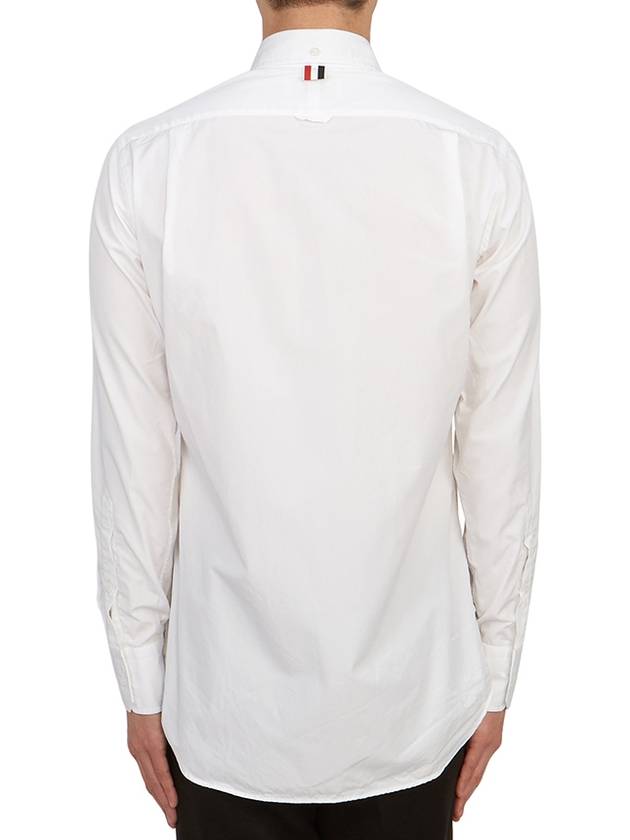 Men's Grosgrain Placket Solid Poplin Long Sleeve Shirt White - THOM BROWNE - BALAAN 8