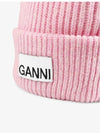 Rib Knit Wool Beanie Light Pink - GANNI - BALAAN 4