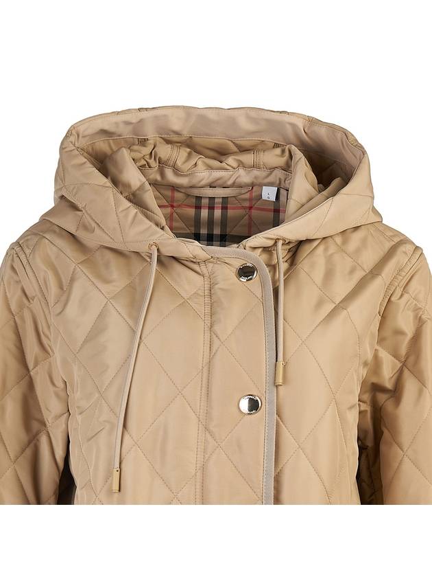 Diamond Quilted Hooded Single Coat Beige - BURBERRY - BALAAN 5