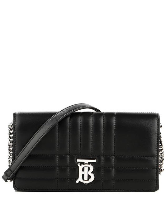 Women's Detachable Strap Quilted Leather Lola Cross Bag Black Palladium - BURBERRY - BALAAN 2