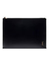 Tiny Gold Monogram Logo Medium Clutch Bag Black - SAINT LAURENT - BALAAN 2