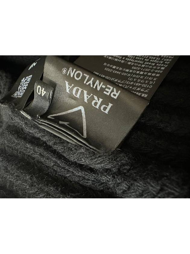 Triangle logo wool cashmere re nylon hood zip up cardigan 40 - PRADA - BALAAN 6