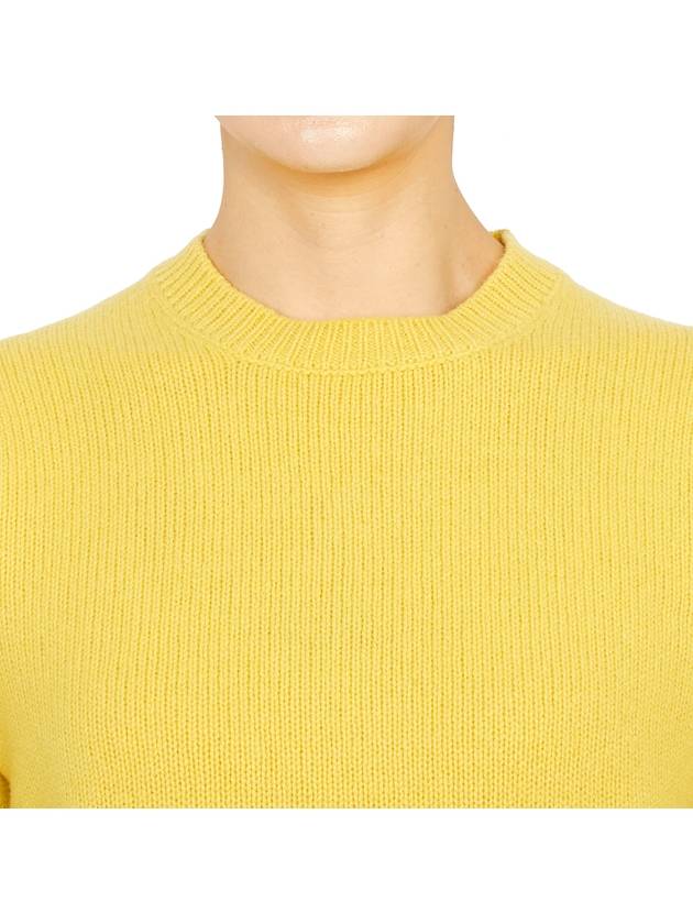 Embroidered Logo Crew Neck Wool Knit Top Yellow - SPORTY & RICH - BALAAN 7