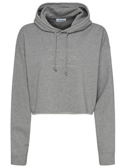 Isoli Crop Hoodie Grey - GANNI - BALAAN 2