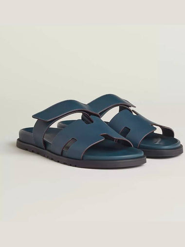 Chypre Men's Sandals Dark Green Calfskin - HERMES - BALAAN 1