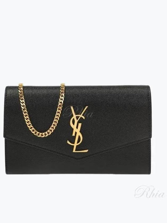 Monogram Uptown Chain Embossed Leather Long Wallet Black - SAINT LAURENT - BALAAN 2