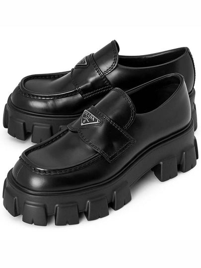 Monolith Brushed Leather Loafers Black - PRADA - BALAAN 2