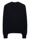 Heart Embroidered Logo Crew Neck Knit Top Black - AMI - BALAAN 3