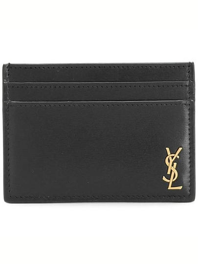 Tiny Monogram Shiny Leather Card Case Black - SAINT LAURENT - BALAAN 2