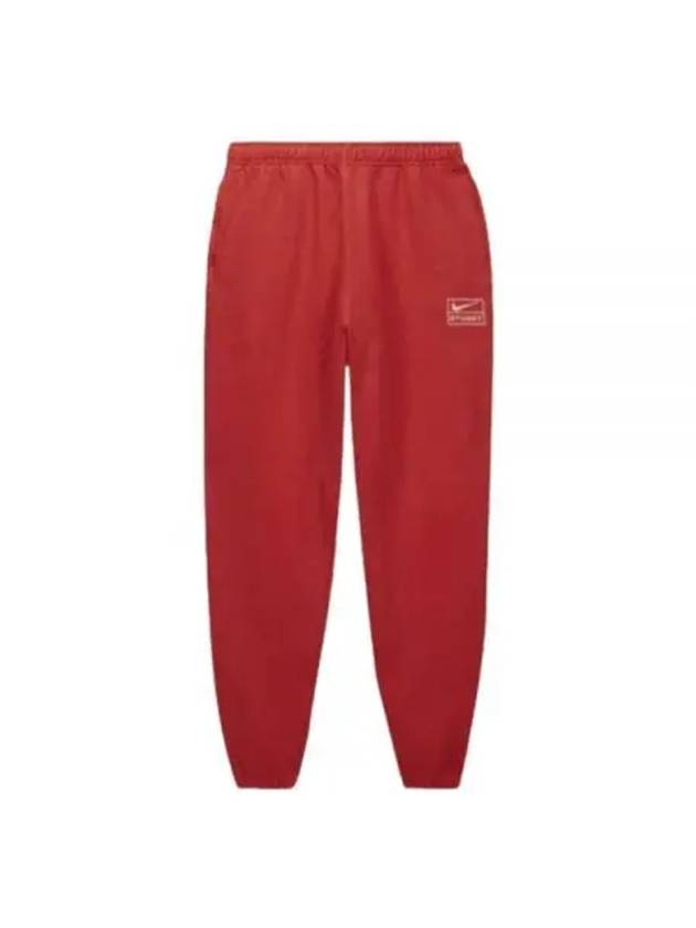 x STUSSY Pigmented Dyed Fleece Pants Habanero Red - NIKE - BALAAN 1