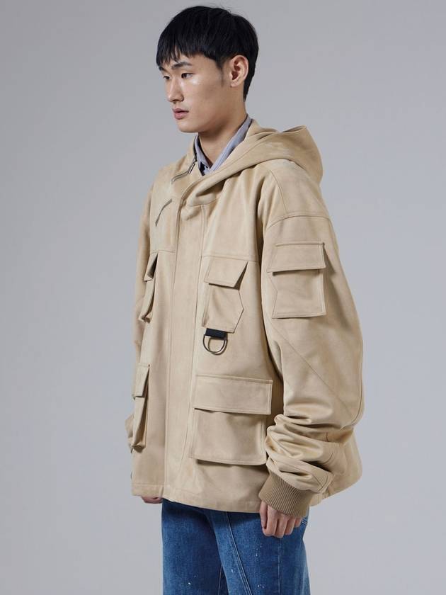 Suede Hooded Jumper Beige - UNNORM IS DEAD - BALAAN 3