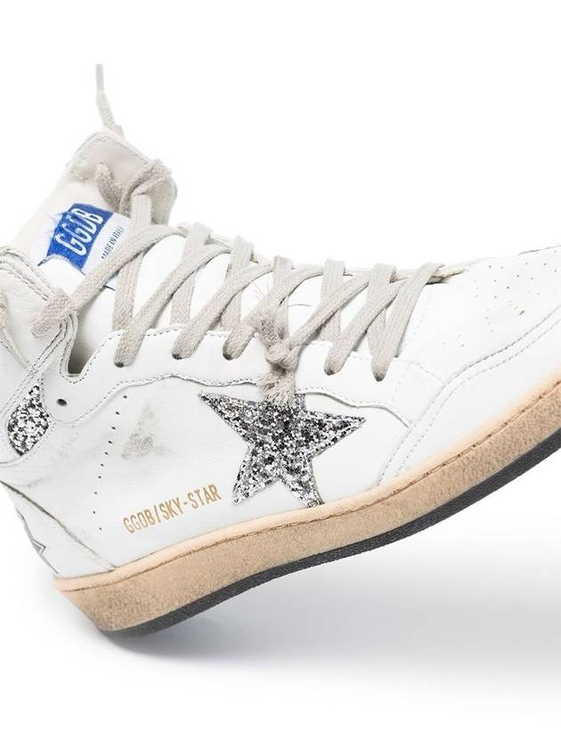 Sky Star Glitter Logo High Top Sneakers White - GOLDEN GOOSE - BALAAN 3