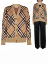 Check Wool Blend Cardigan Beige - BURBERRY - BALAAN 2