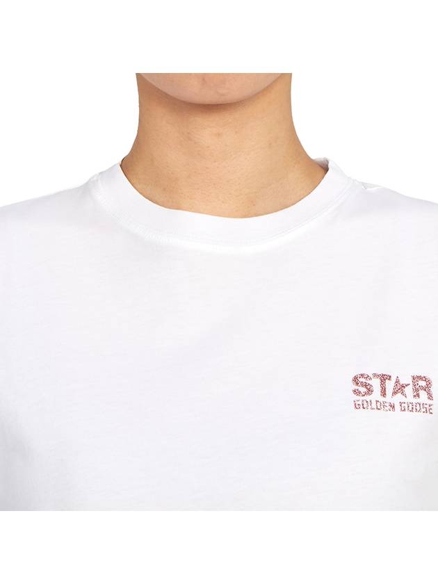 Glitter Star Logo Short Sleeve T-Shirt Pink White - GOLDEN GOOSE - BALAAN 7