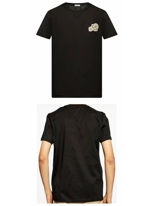 Double Logo Patch Round Short Sleeve T-Shirt Black - MONCLER - BALAAN 5