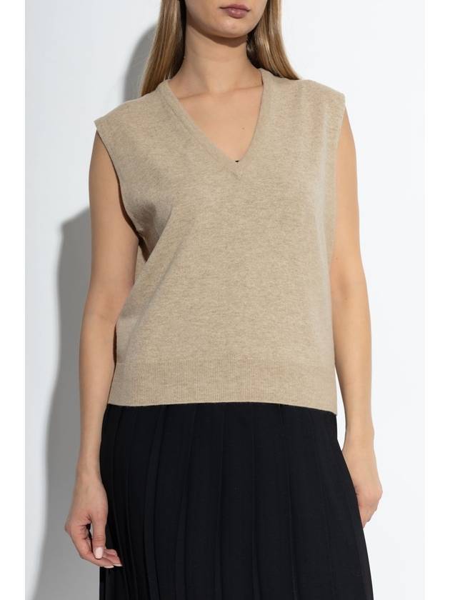 Maison Margiela Wool Vest With V-neck, Women's, Beige - MAISON MARGIELA - BALAAN 3