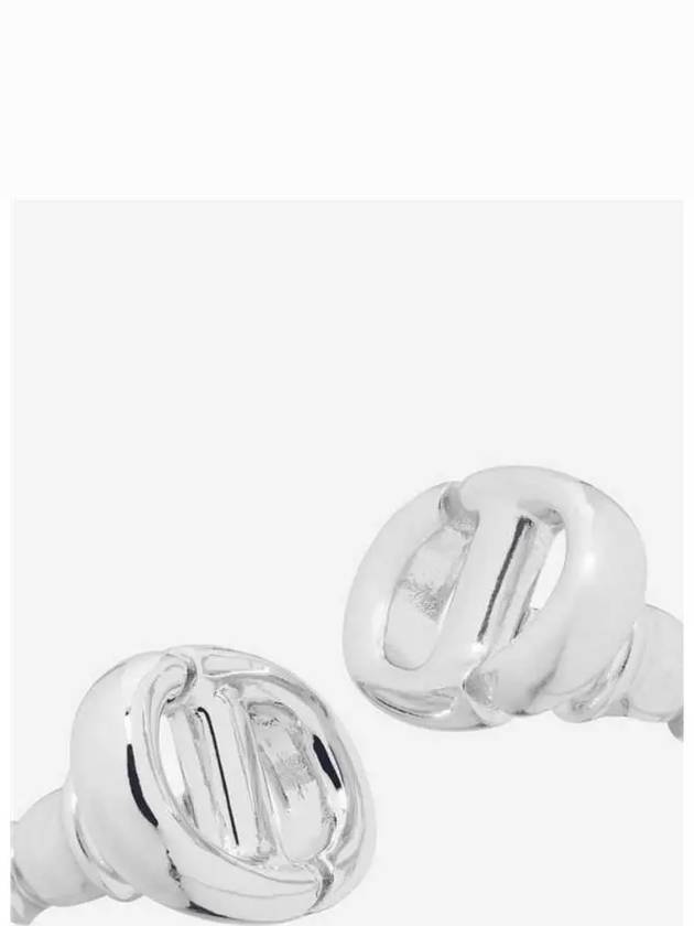 CD Navy Stud Metal Earrings Silver Finish - DIOR - BALAAN 2