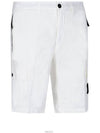 Men's Wappen Patch Pocket Bermuda Cargo Shorts White - STONE ISLAND - BALAAN 3