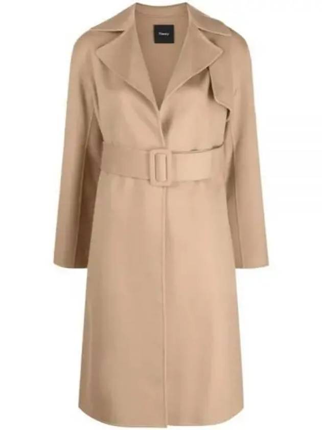 Wrap Wool Cashmere Belt Trench Coat Beige - THEORY - BALAAN 2