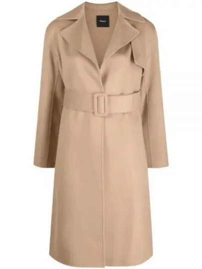 Wrap Wool Cashmere Belt Trench Coat Beige - THEORY - BALAAN 2