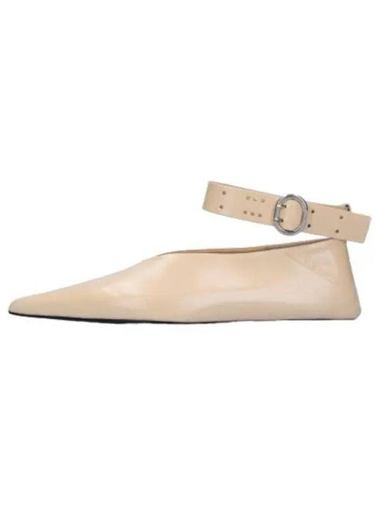 Ankle Strap Ballerina Shoes Beige Flats - JIL SANDER - BALAAN 1