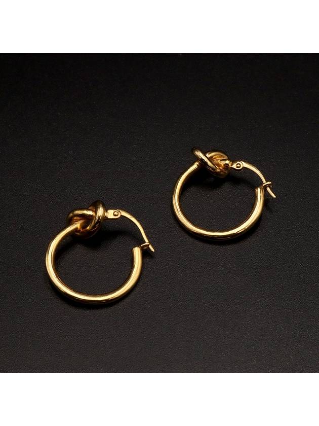 Gold Finish Brass Knot Small Hoop Earrings 46N556BRA 35OR - CELINE - BALAAN 3