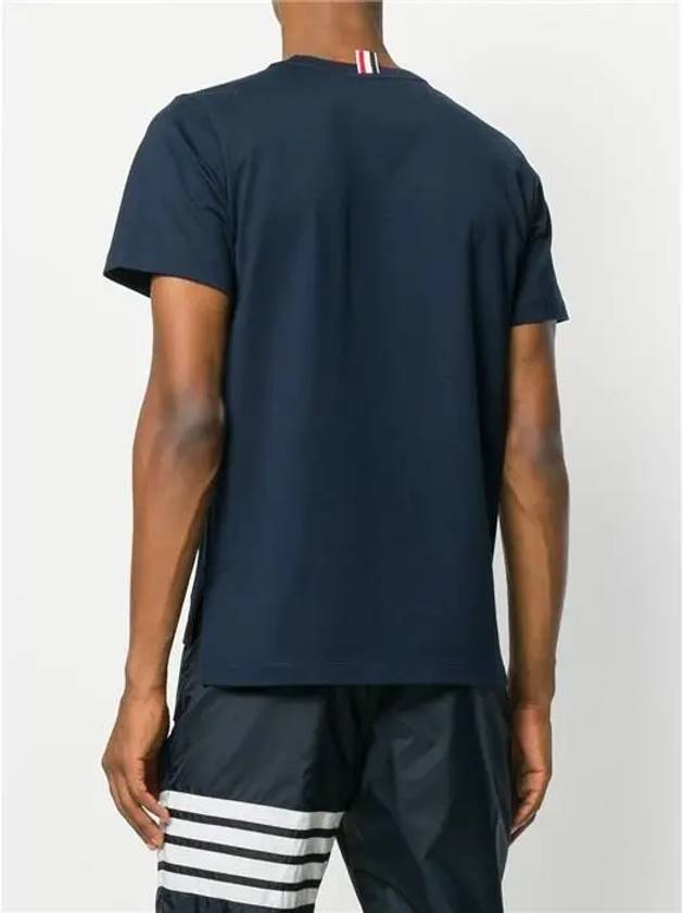 Men's Side Slit Relaxed Short Sleeve T-Shirt Navy - THOM BROWNE - BALAAN 5