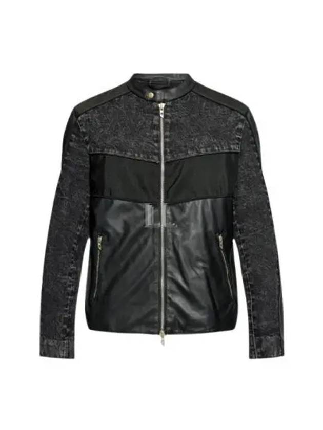 L Leopol Panelled Leather Jacket Black - DIESEL - BALAAN 2