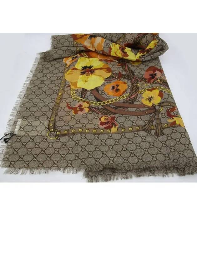 GG Flower Square Shawl Wool Muffler Yellow - GUCCI - BALAAN 5