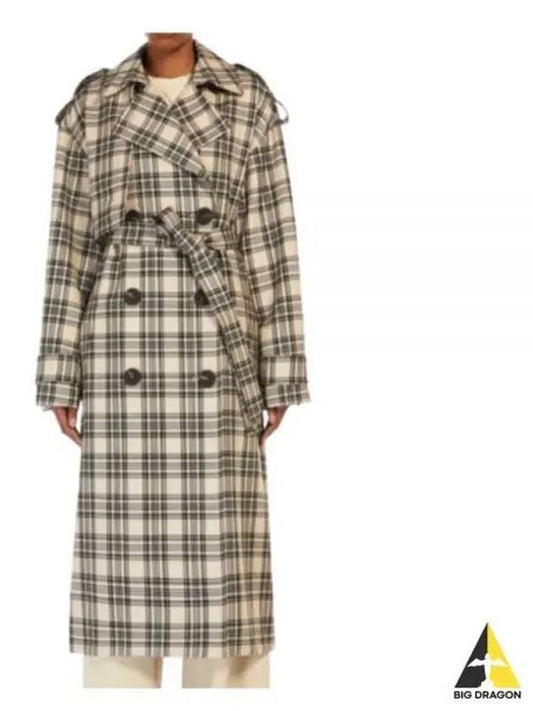 Check Double-Breasted Wool Trench Coat - MAX MARA - BALAAN 2