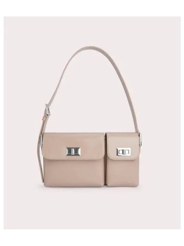 Billy Semi Patent Leather Shoulder Bag Taupe - BY FAR - BALAAN 2