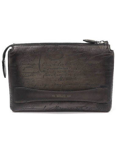 235756 Nero Grigio Tercio Leather All in One Clutch - BERLUTI - BALAAN 1