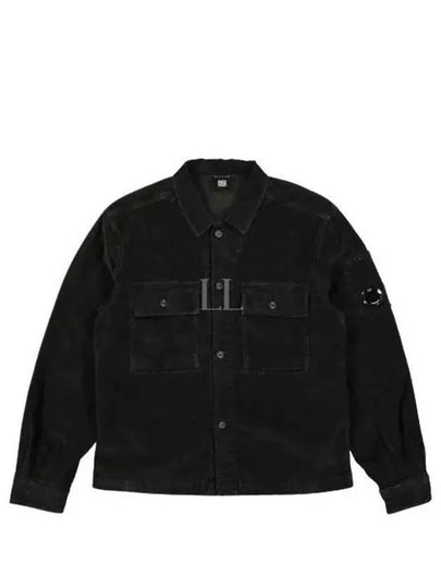 Corduroy Button Utility Shirt Jacket Black - CP COMPANY - BALAAN 2