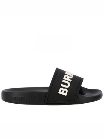 Logo Slippers Black - BURBERRY - BALAAN 1