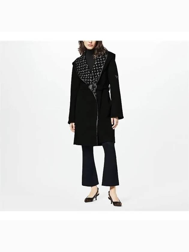 Hooded Wrap Single Coat Black - LOUIS VUITTON - BALAAN 5