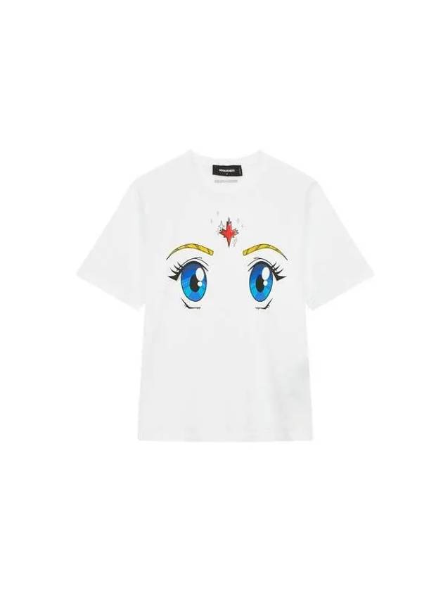 Women s Printed Crew Neck T Shirt White - DSQUARED2 - BALAAN 1