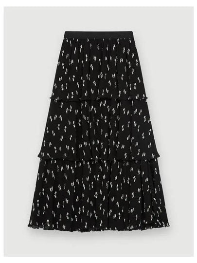 Bow Print Pleated Skirt Black - MAJE - BALAAN 2