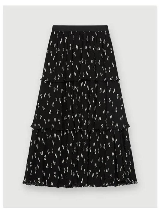 Bow Print Pleated Skirt Black - MAJE - BALAAN 2