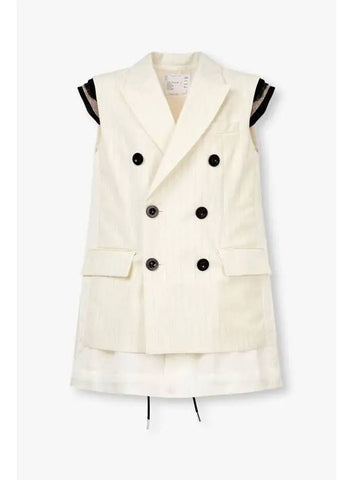 Women s Layered Chalk Double Vest Ivory - SACAI - BALAAN 1