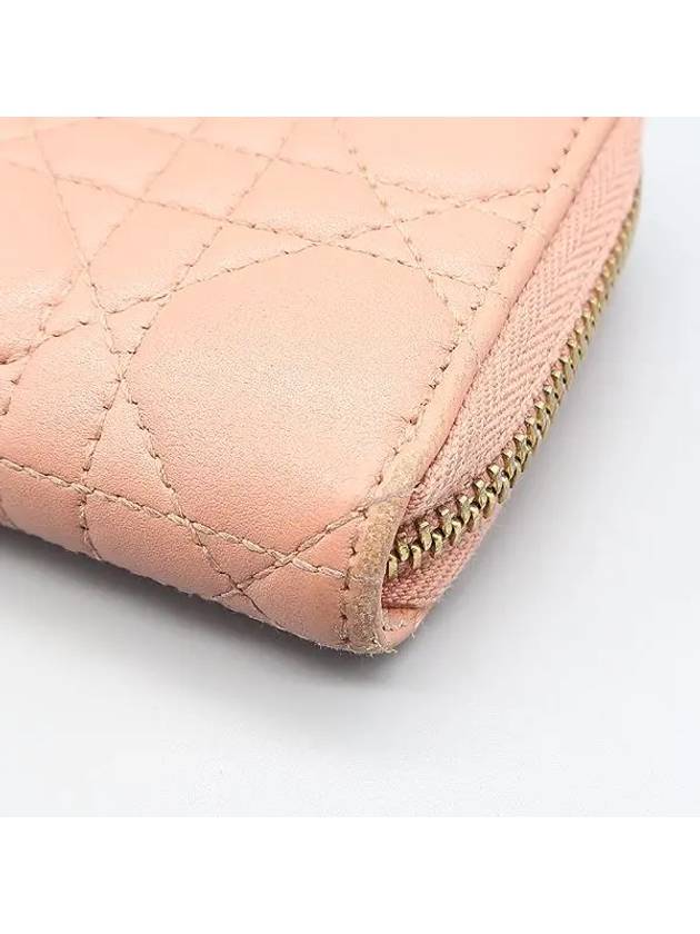 S0985ONMJ M82P Pink Lambskin Cannage Lady Voyager Zipper Small Coin Purse - DIOR - BALAAN 3