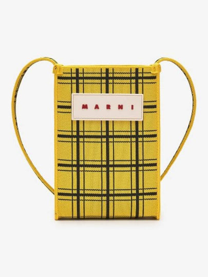 Plaid Logo Patch Checked Cross Bag Yellow - MARNI - BALAAN 2