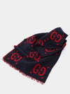 Interlocking GG Pattern Wool Silk Muffler Navy - GUCCI - BALAAN 2